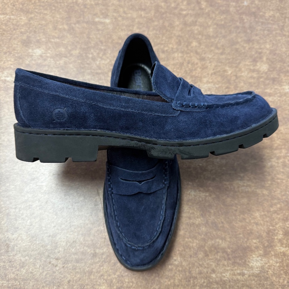 BORN Women's Size 8.5M Blue Suede Loafers